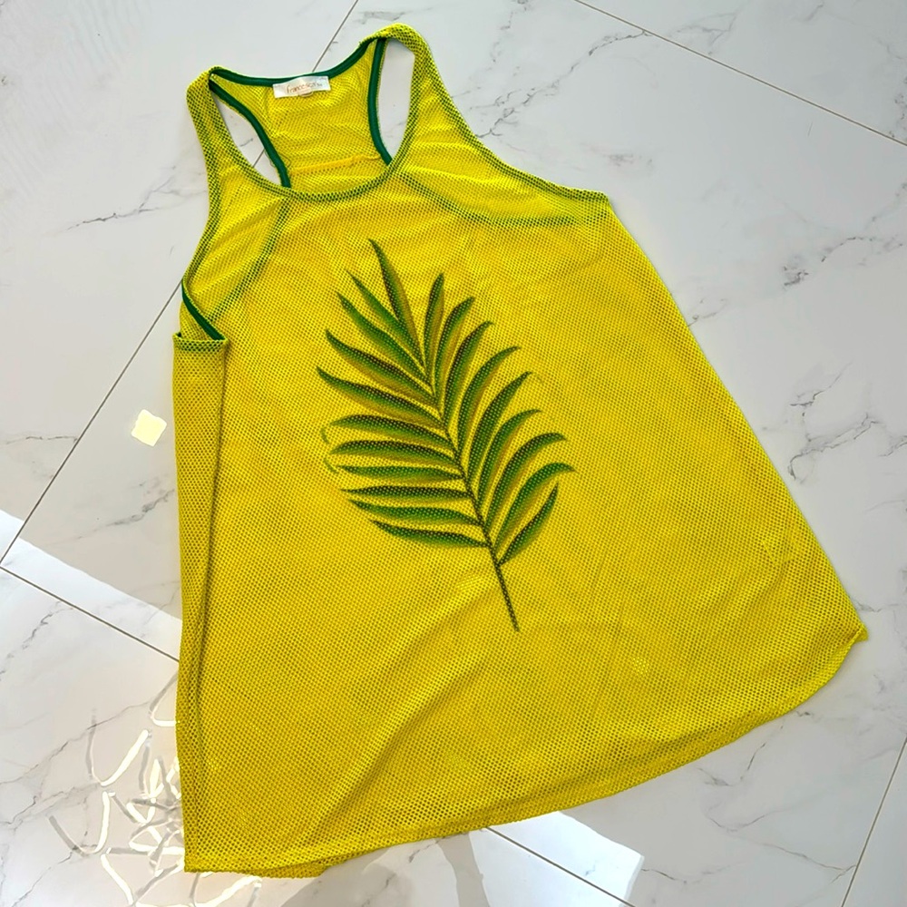 Francesca’s swim coverup Yellow Mesh Stretch M/L